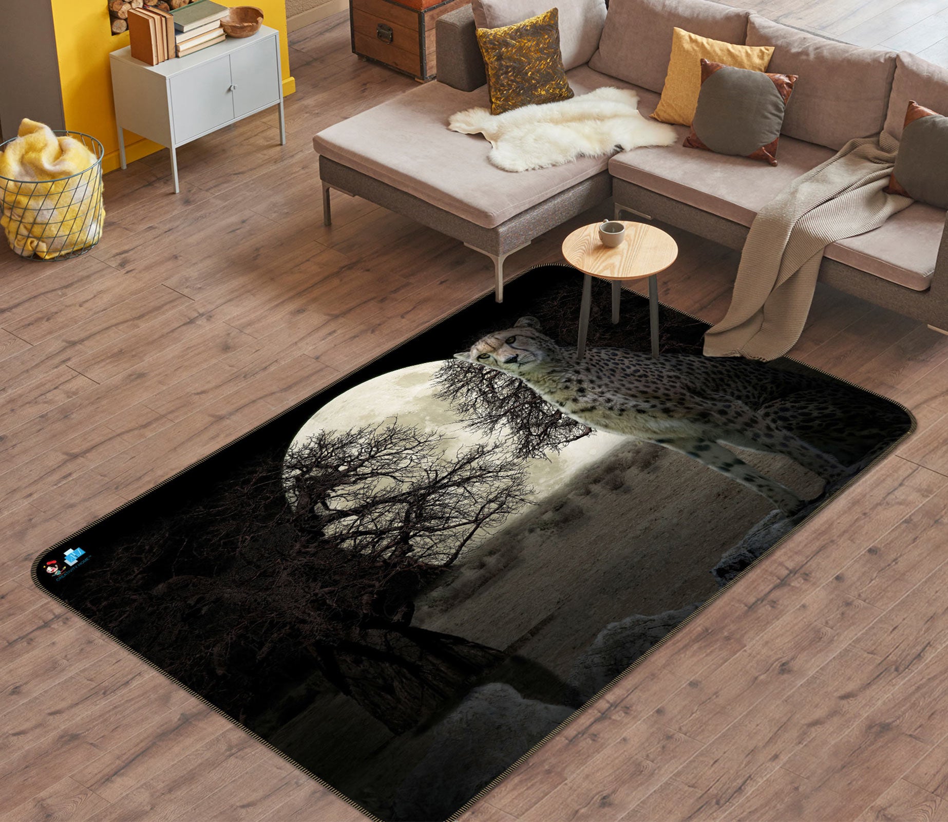 3D Moon Leopard 5144 Beth Sheridan Rug Non Slip Rug Mat