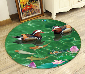 3D Mandarin Duck 71295 Round Non Slip Rug Mat