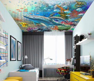 3D Dolphin Fish 1006 Adrian Chesterman Ceiling Wallpaper Murals