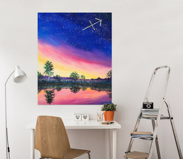 3D Starry Sky Lake Tree 1829 Marina Zotova Wall Sticker