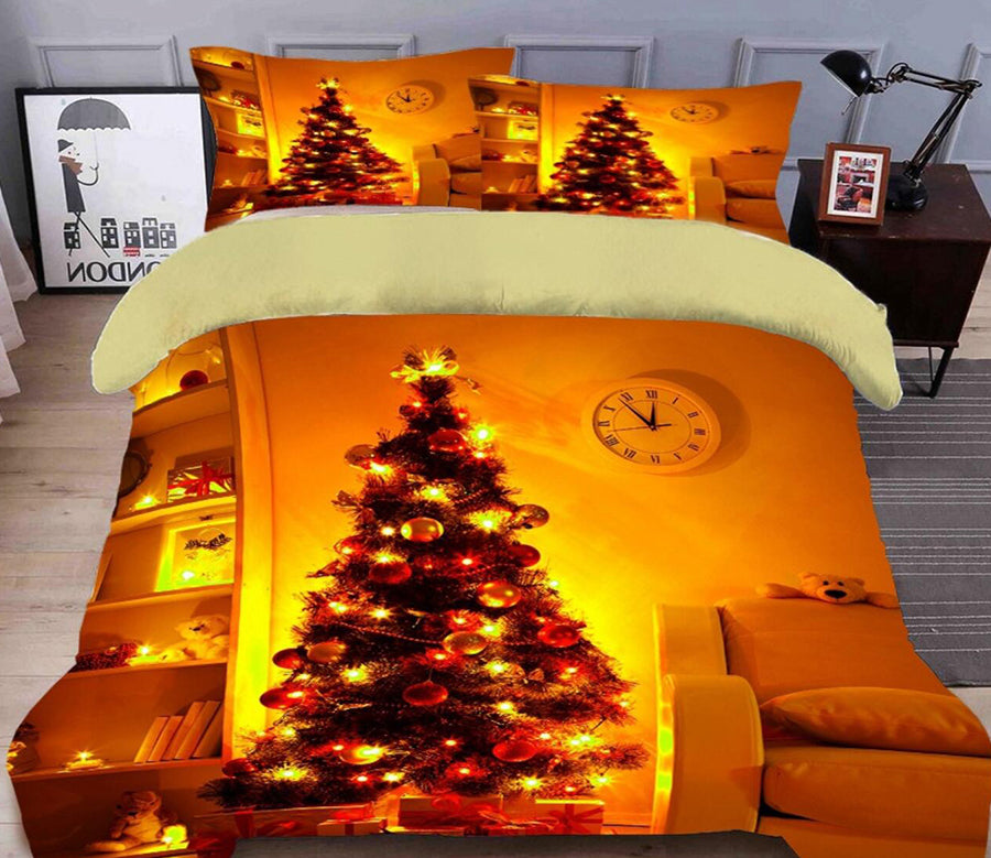 3D Christmas Tree Lights 45156 Christmas Quilt Duvet Cover Xmas Bed Pillowcases