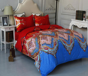 3D Red Blue Pattern 6071 Bed Pillowcases Quilt