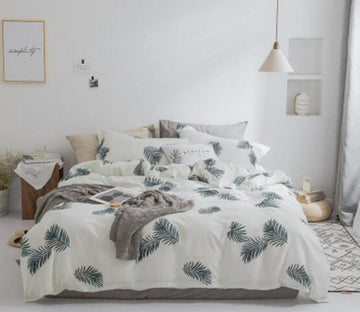 3D Dark Gray Leaves 20346 Bed Pillowcases Quilt