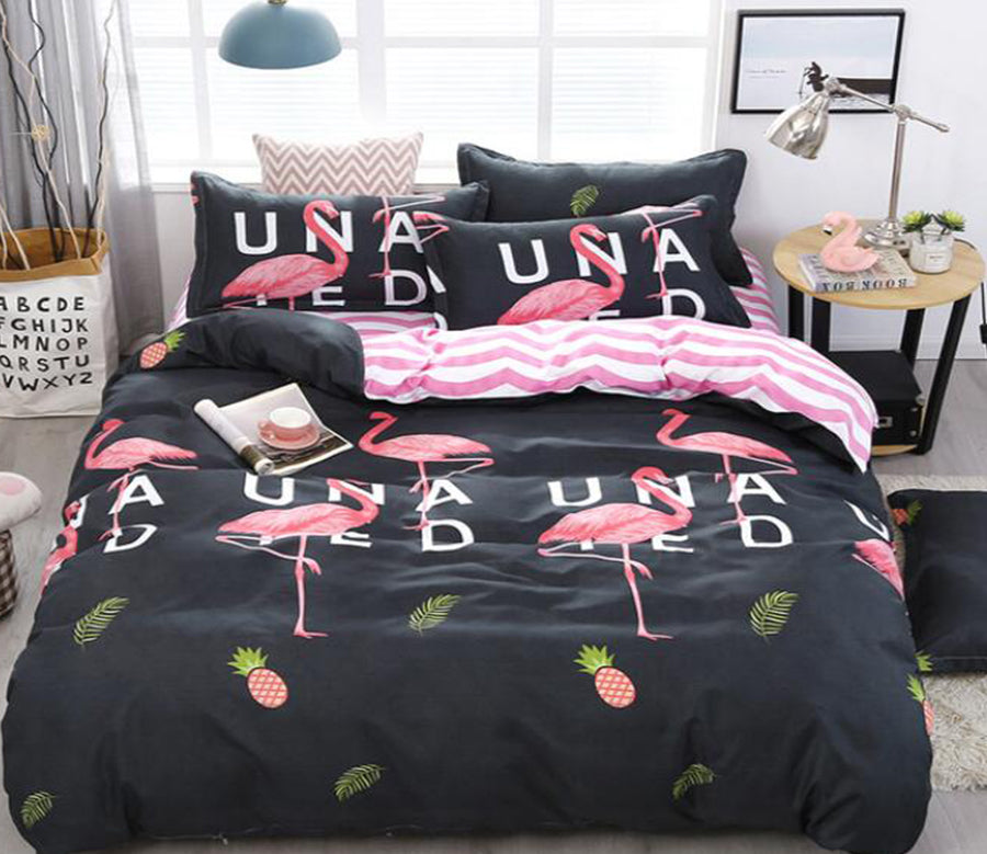 3D Pink Pineapple Flamingo 12011 Bed Pillowcases Quilt