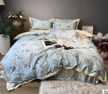 3D Blue Flowers 40046 Bed Pillowcases Quilt
