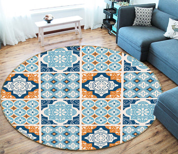 3D White Brick Pattern 64137 Round Non Slip Rug Mat