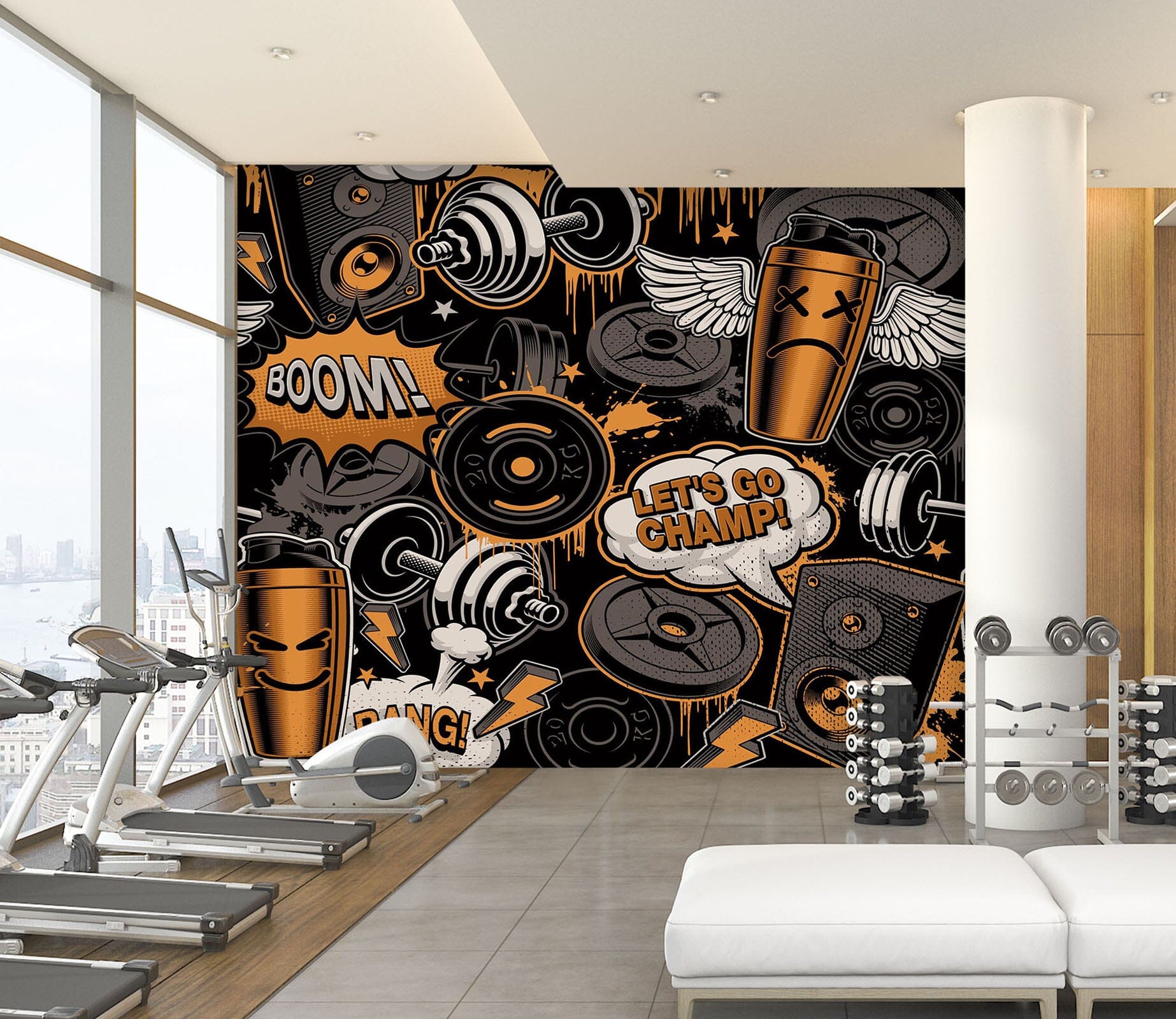 3D Fitness Dumbbell 300 Wall Murals Wallpaper AJ Wallpaper 2 