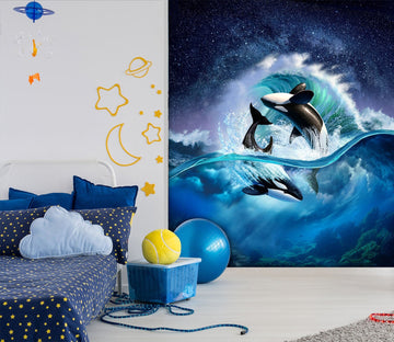 3D Orca Wave 1414 Jerry LoFaro Wall Mural Wall Murals Wallpaper AJ Wallpaper 2 