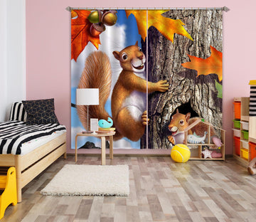 3D Squirrels 86066 Jerry LoFaro Curtain Curtains Drapes