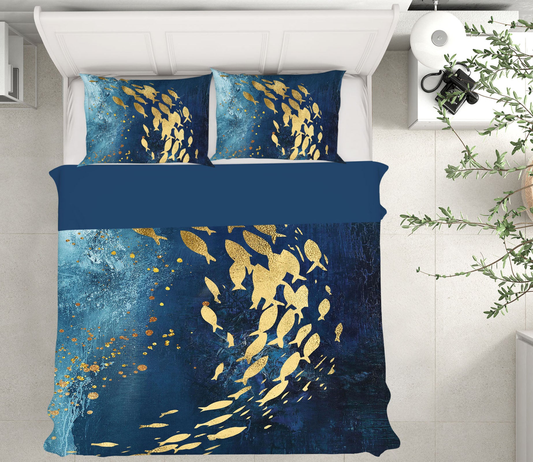 3D School Of Golden Fish 15190 Bed Pillowcases Quilt