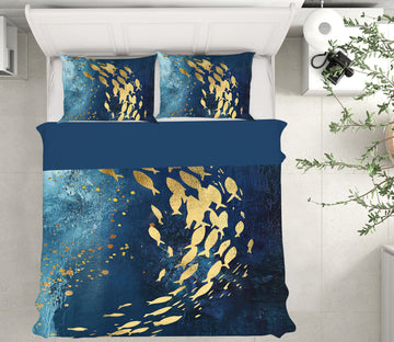 3D School Of Golden Fish 15190 Bed Pillowcases Quilt