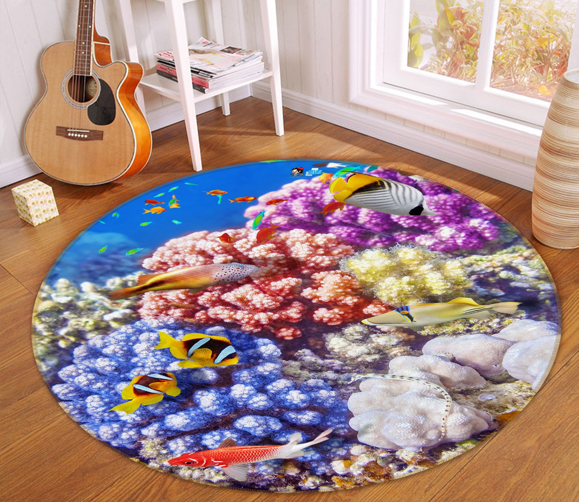 3D Coral Fish 69059 Round Non Slip Rug Mat