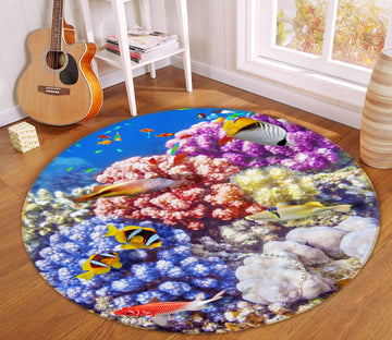 3D Coral Fish 69059 Round Non Slip Rug Mat