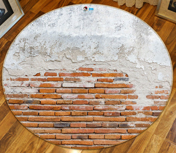 3D Brick Wall 74168 Round Non Slip Rug Mat