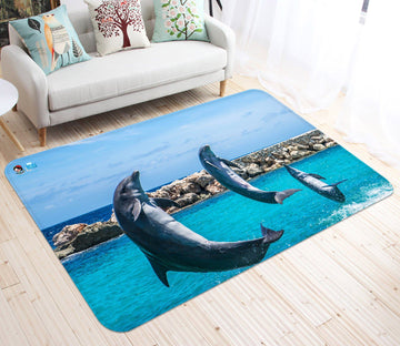 3D Dolphin 1376 Non Slip Rug Mat Mat AJ Creativity Home 