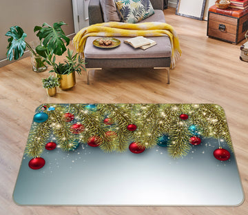 3D Golden Branches Ball 55101 Christmas Non Slip Rug Mat Xmas