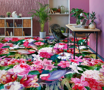 3D Pink Garden Bird 99201 Uta Naumann Floor Mural