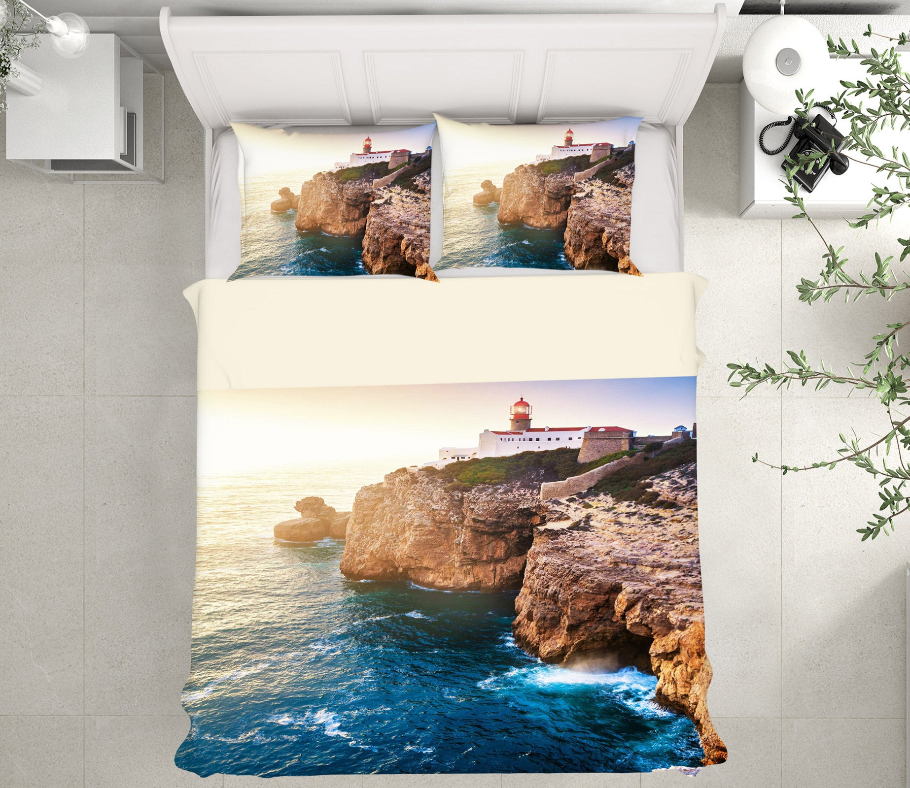 3D Ocean Lighthouse 15186 Bed Pillowcases Quilt
