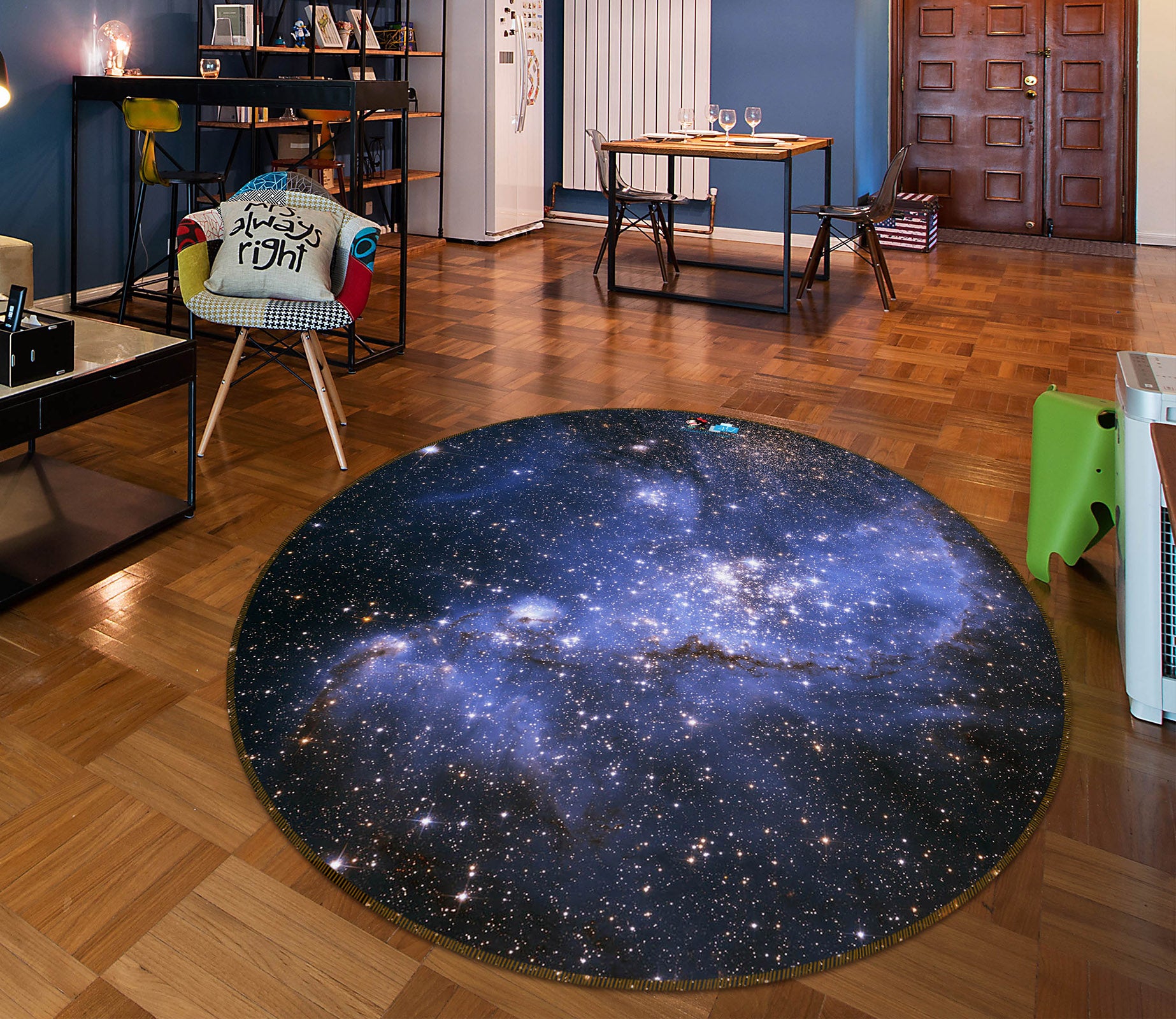 3D Starry Sky 74089 Round Non Slip Rug Mat
