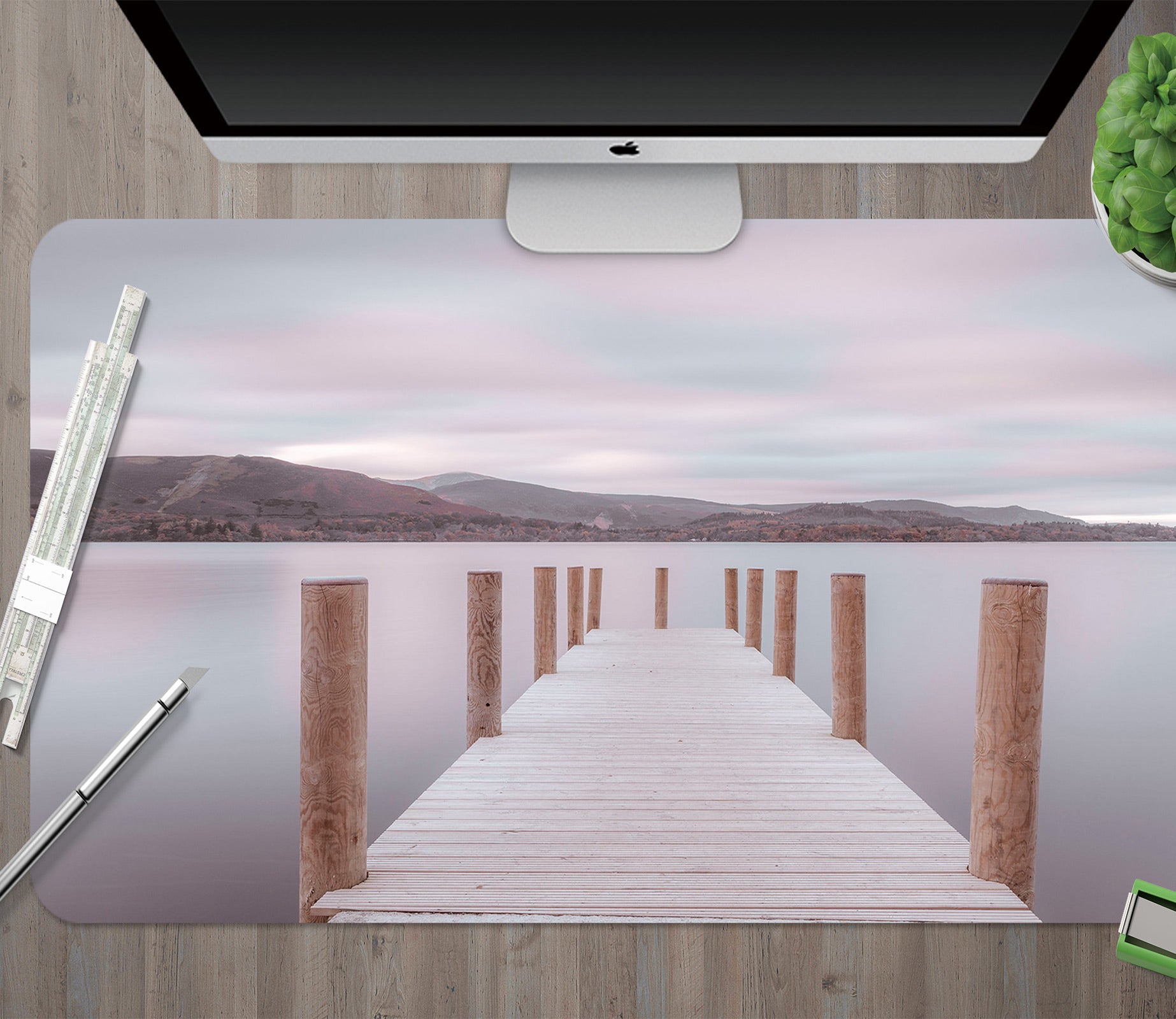 3D Wooden Bridge Landscape 12446 Assaf Frank Desk Mat