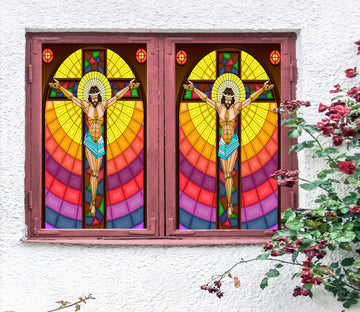 3D Christ Religion 275 Window Film Print Sticker Cling Stained Glass UV Block
