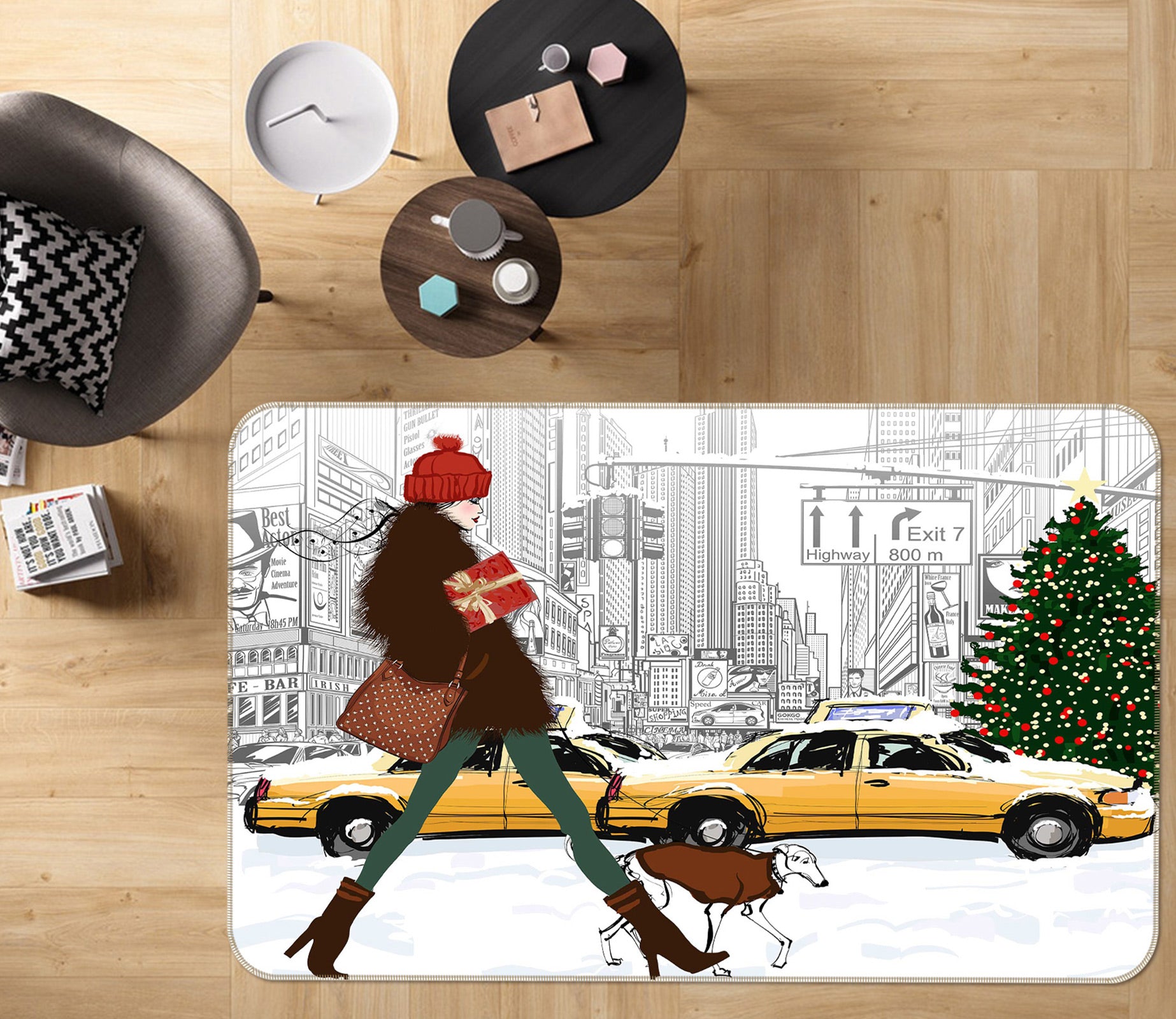 3D Puppy Car 1036 Non Slip Rug Mat