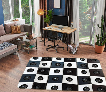 3D Black White Grid 76247 Non Slip Rug Mat
