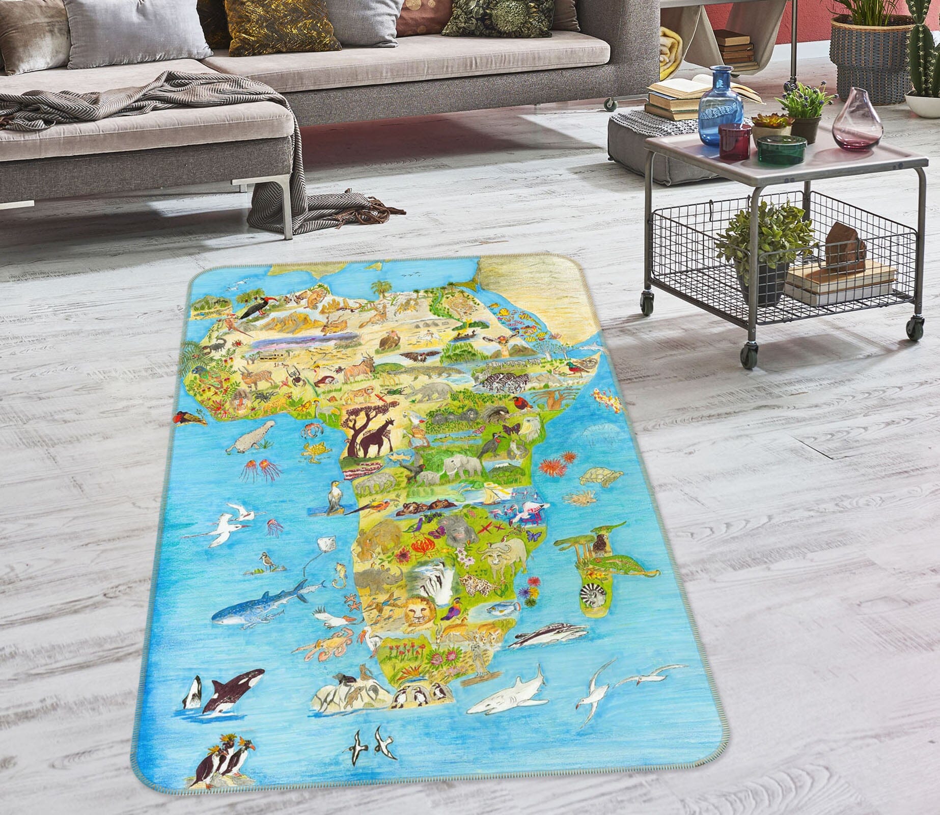 3D Animal Atlas 1516 Michael Sewell Rug Non Slip Rug Mat Mat AJ Creativity Home 