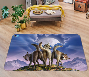 3D Wolf Moon 85063 Jerry LoFaro Rug Non Slip Rug Mat