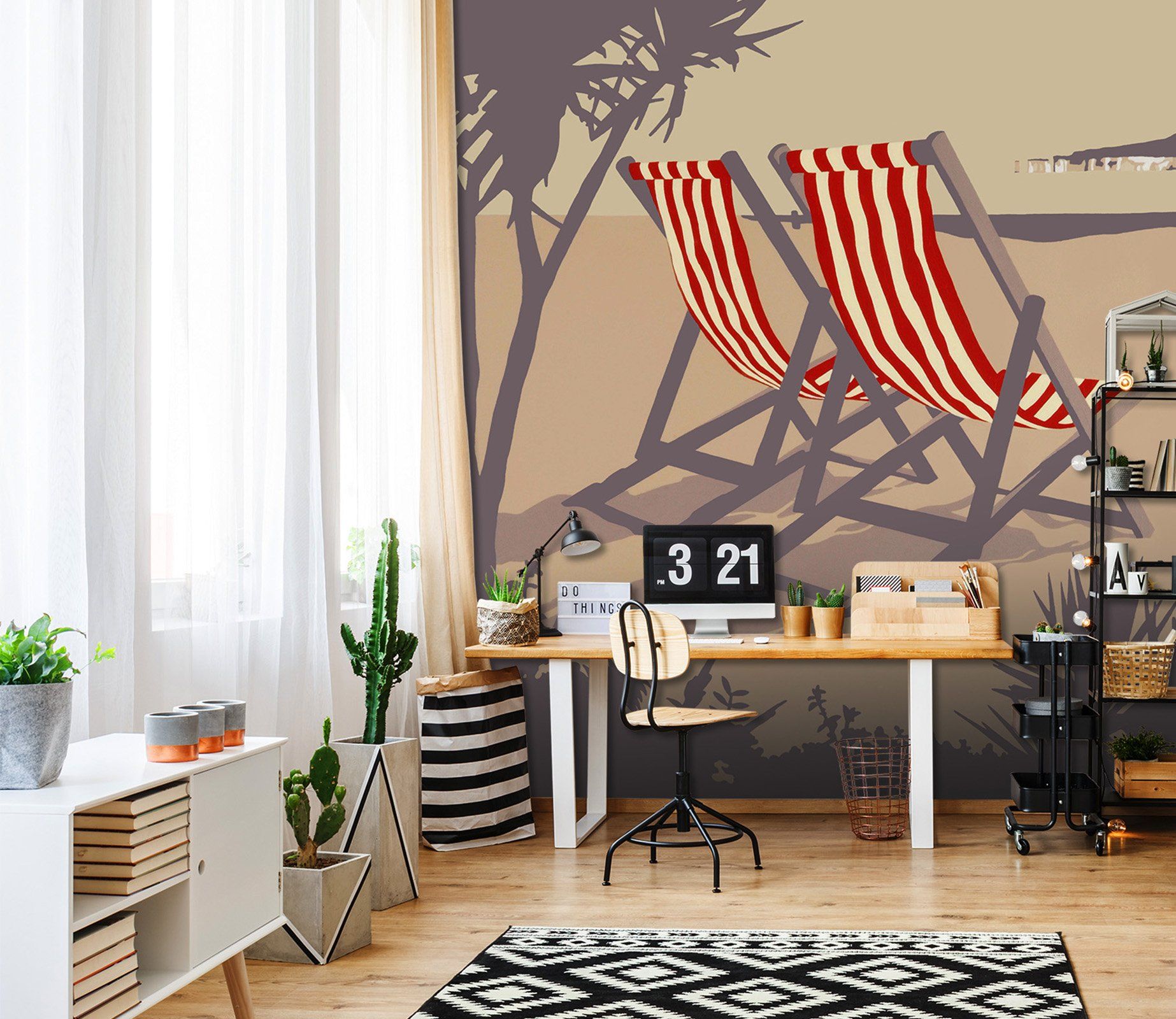 3D Bournemouth Red Deckchairs 1006 Steve Read Wall Mural Wall Murals Wallpaper AJ Wallpaper 2 