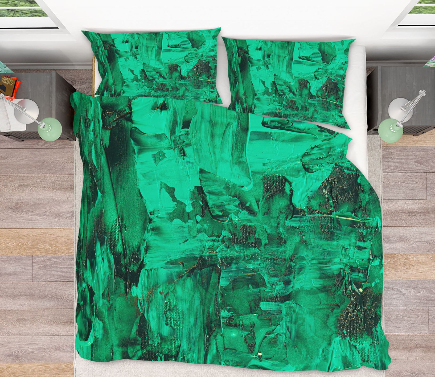 3D Green Pattern 16015 Bed Pillowcases Quilt