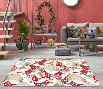 3D Red Snow House 55092 Christmas Non Slip Rug Mat Xmas