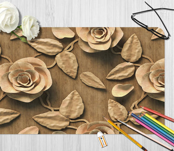 3D Woodcarving Rose 18023 Desk Mat