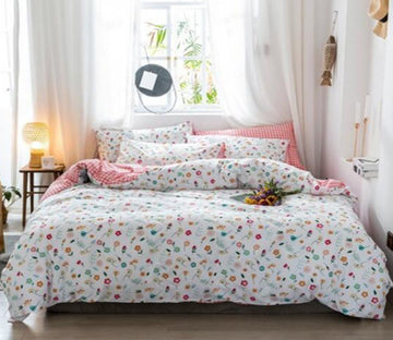 3D Pink Colored Floral 14075 Bed Pillowcases Quilt