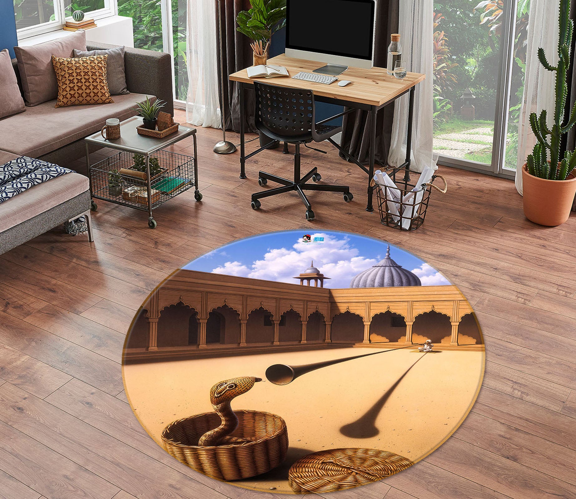 3D Snake Charmer 85147 Jerry LoFaro Rug Round Non Slip Rug Mat