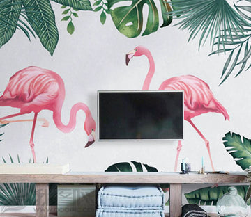 3D Flamingo Foraging WG225 Wall Murals