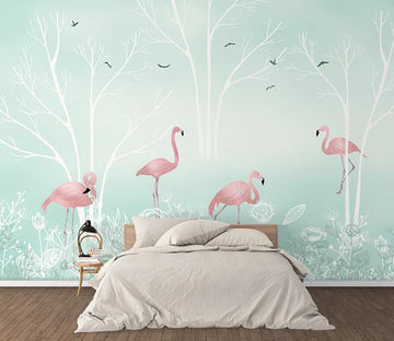 3D Pink Flamingo 1606 Wall Murals Wallpaper AJ Wallpaper 2 