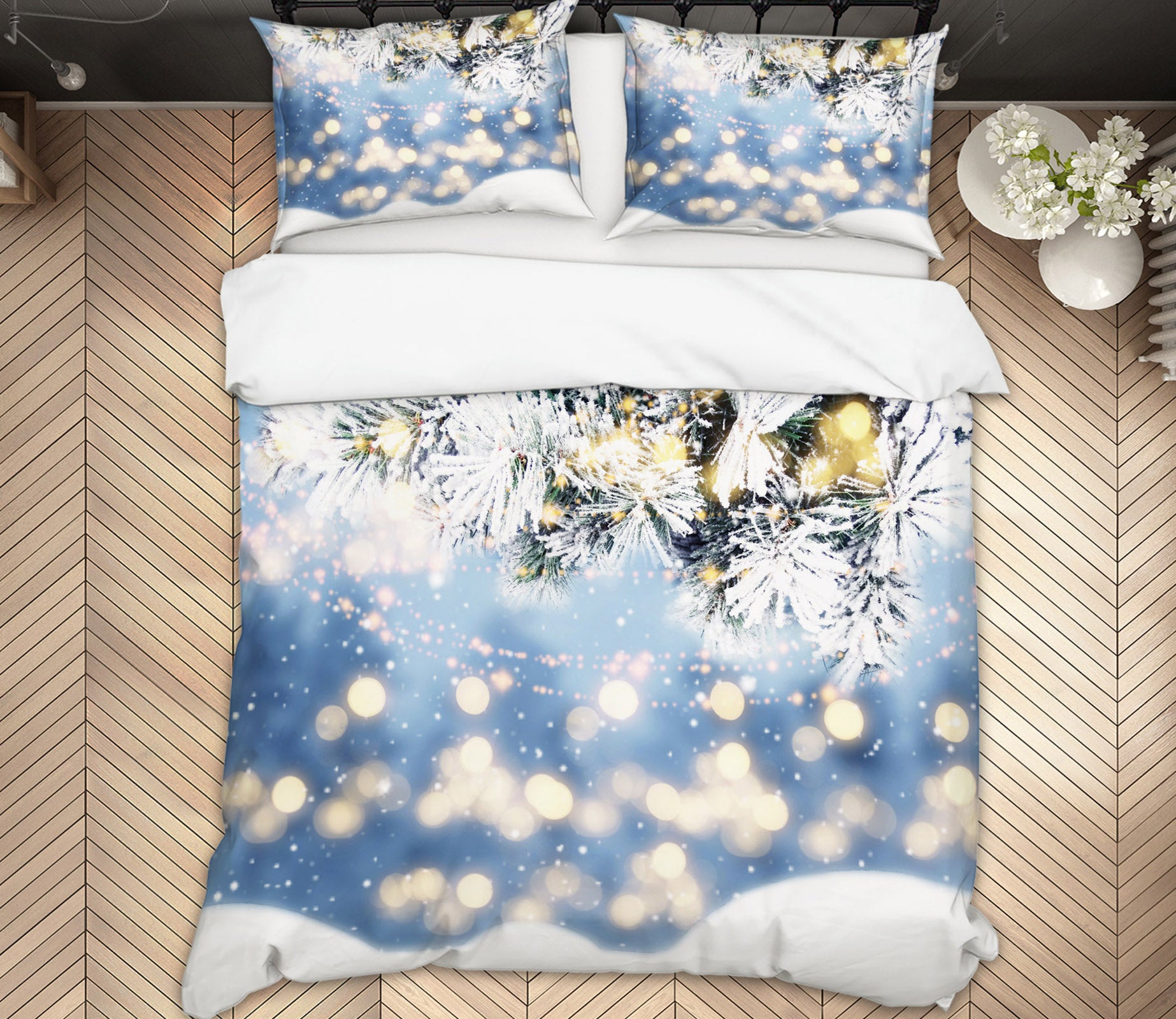 3D Branches Snow 51151 Christmas Quilt Duvet Cover Xmas Bed Pillowcases