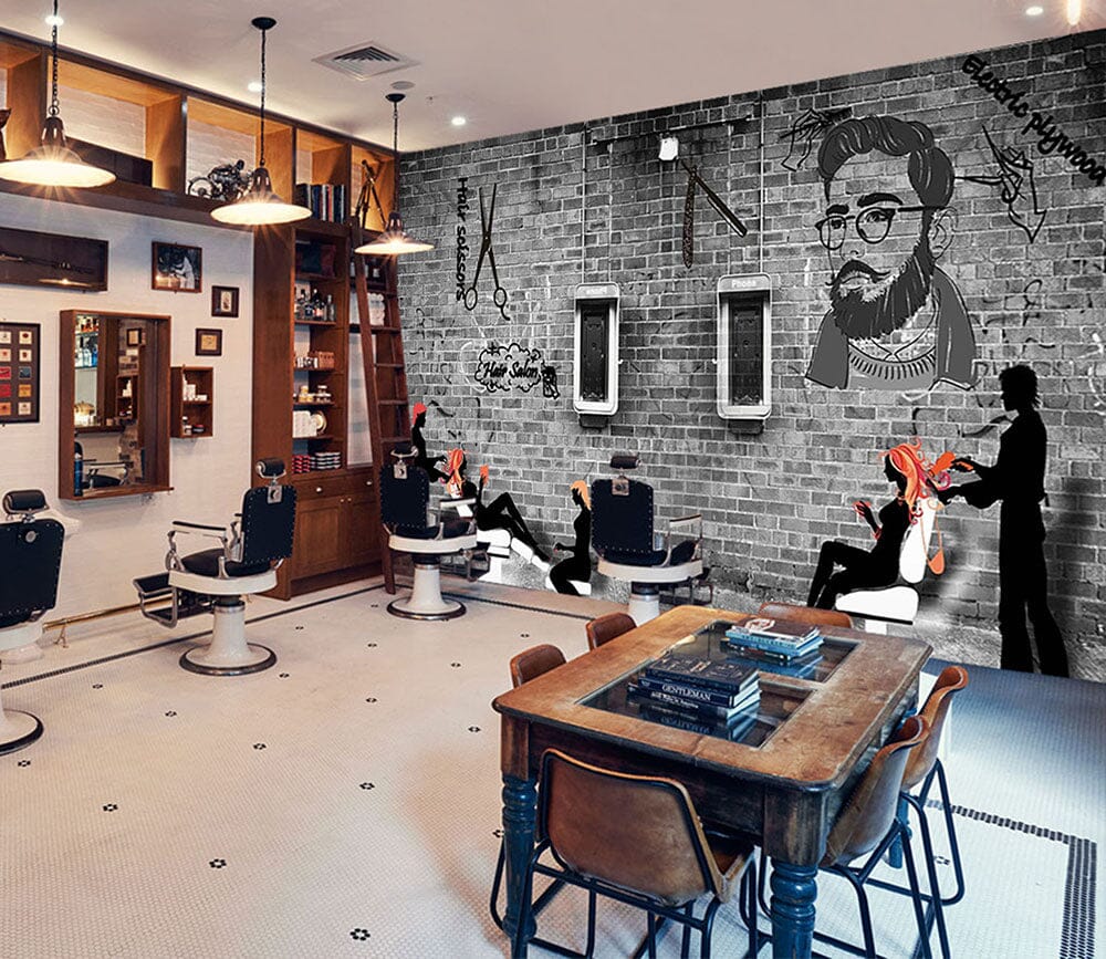 3D Signature Hairstyle 1460 Barber Shop Wall Murals Wallpaper AJ Wallpaper 2 
