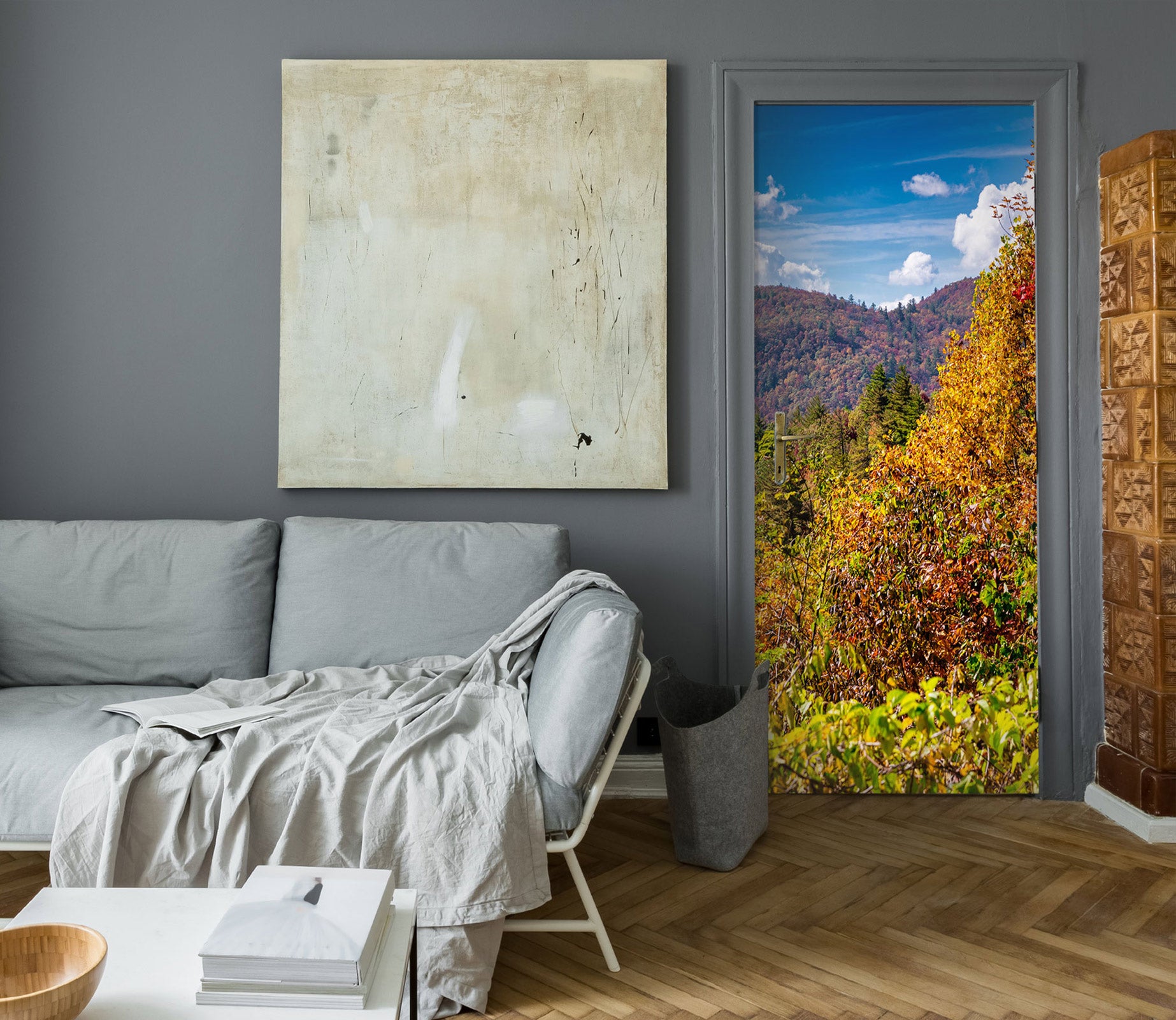 3D Trees Mountains 10839 Beth Sheridan Door Mural