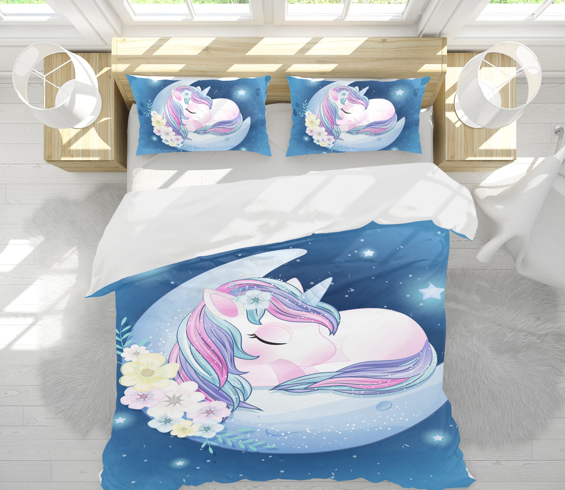3D Moon Unicorn 59070 Bed Pillowcases Quilt