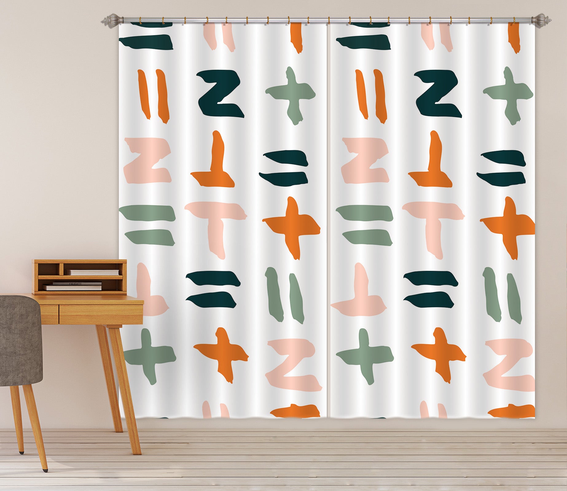 3D Colored Symbols 111111 Kashmira Jayaprakash Curtain Curtains Drapes