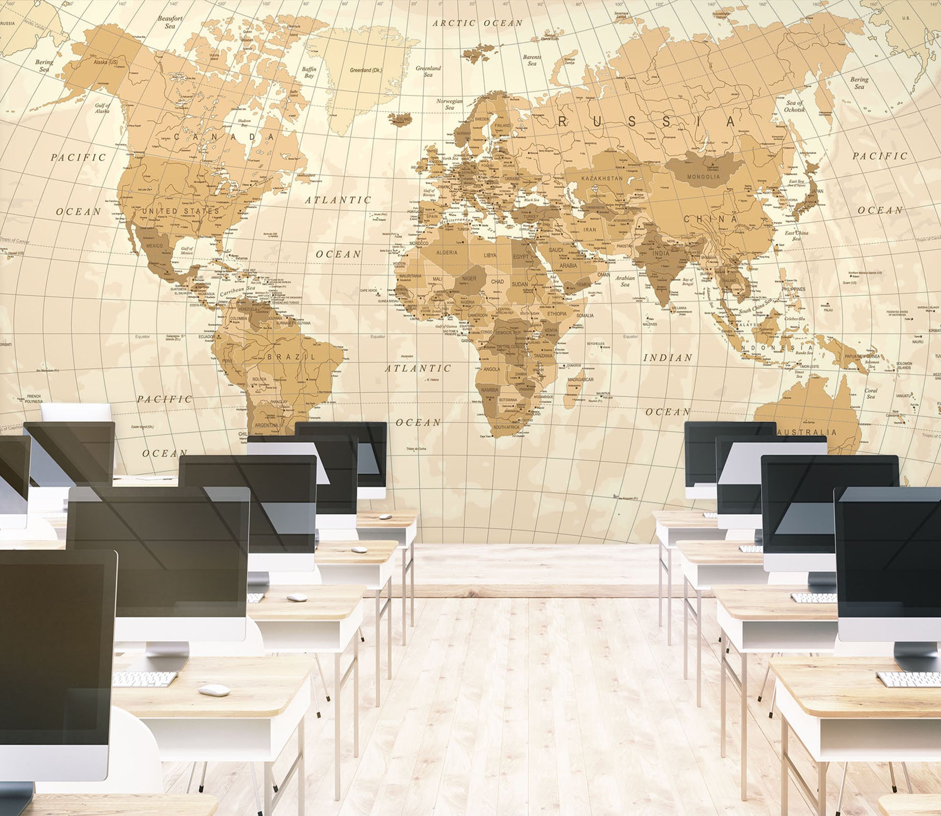 3D Golden Map 58162 Wall Murals