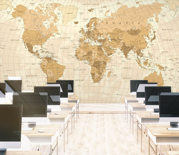 3D Golden Map 58162 Wall Murals