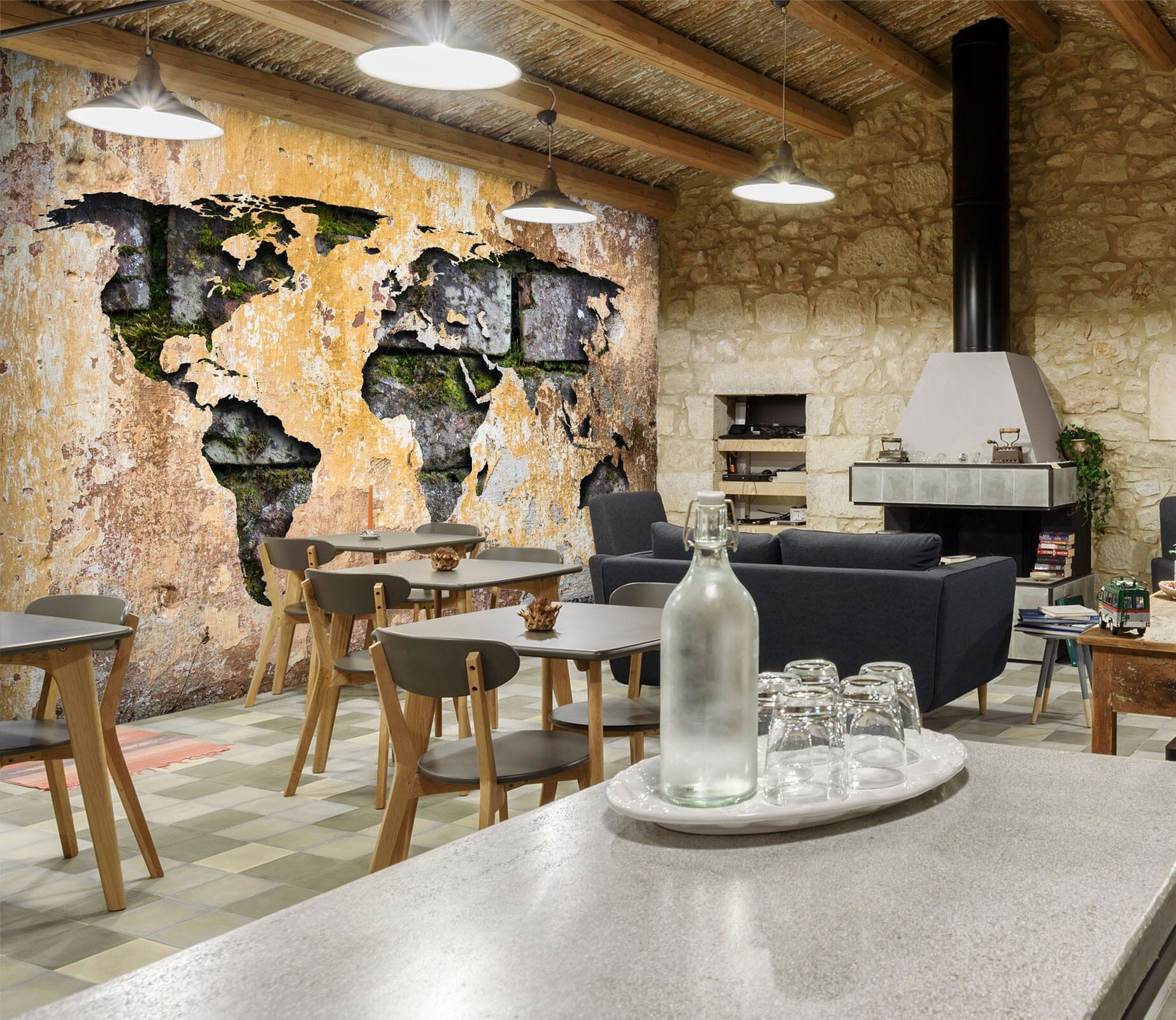 3D Black Pattern 2106 World Map Wall Murals Wallpaper AJ Wallpaper 2 