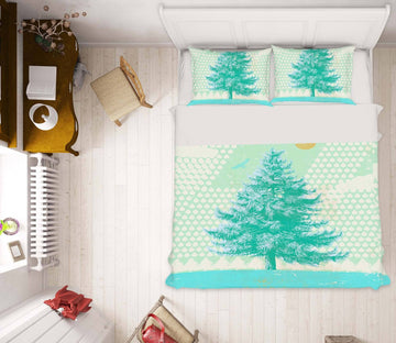 3D Blue Fir Tree 2116 Showdeer Bedding Bed Pillowcases Quilt Quiet Covers AJ Creativity Home 