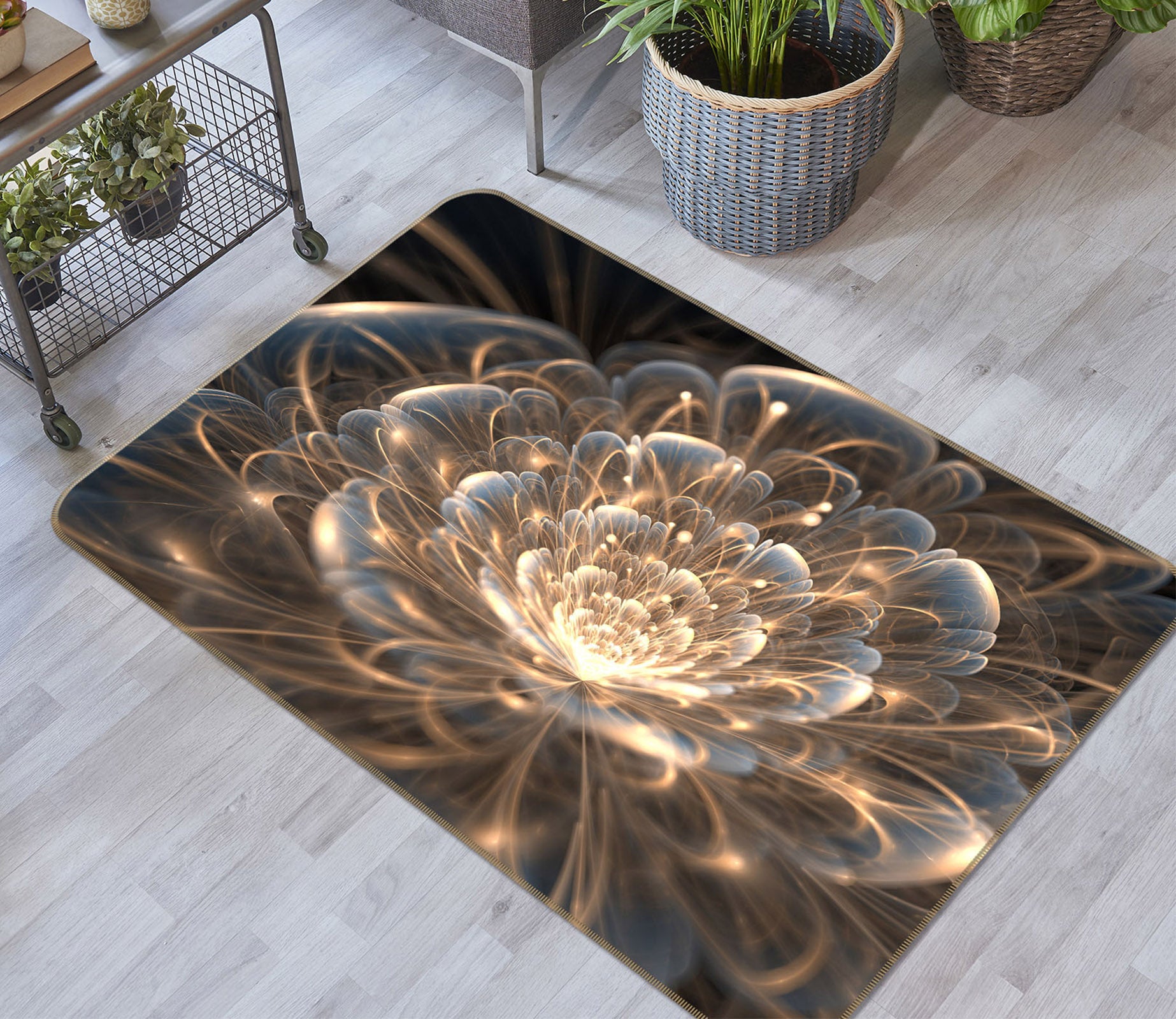 3D Light Flowers 65090 Non Slip Rug Mat