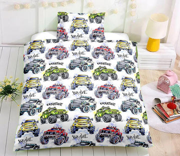 3D Many Cars 6004 Bed Pillowcases Quilt