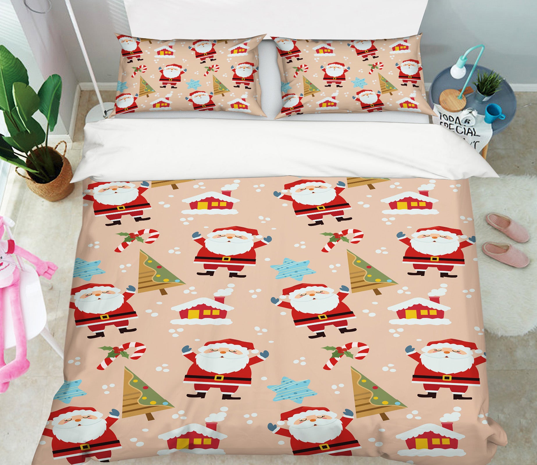 3D Santa Claus Pattern 51141 Christmas Quilt Duvet Cover Xmas Bed Pillowcases