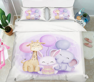 3D Giraffe Rabbit Elephant 59045 Bed Pillowcases Quilt